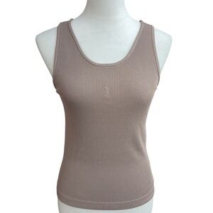 (NWT)Saint Laurent Paris Ribbed Wool Tank Top Taupe Brown Size M